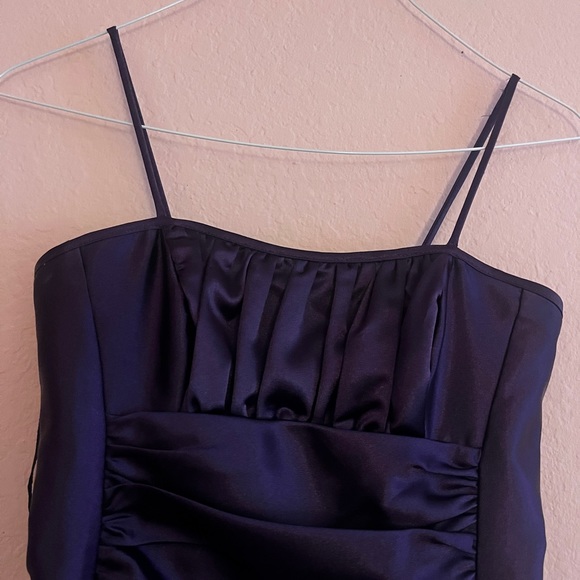 Pretty Purple Satin Mini Dress with Boning - Picture 3 of 4